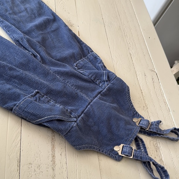 Vintage 1970s 3X gender neutral corduroy cornflower Blue Corduroy Overalls - Picture 4 of 10